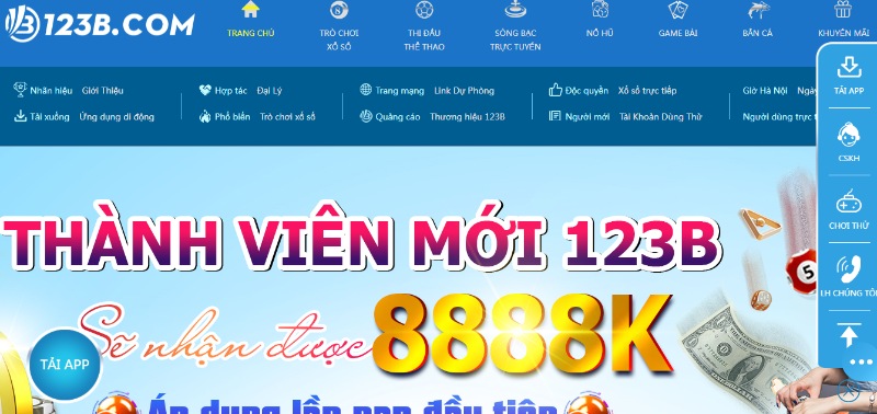 Khuyến mãi 123b dành cho tân binh mới bắt đầu gia nhập